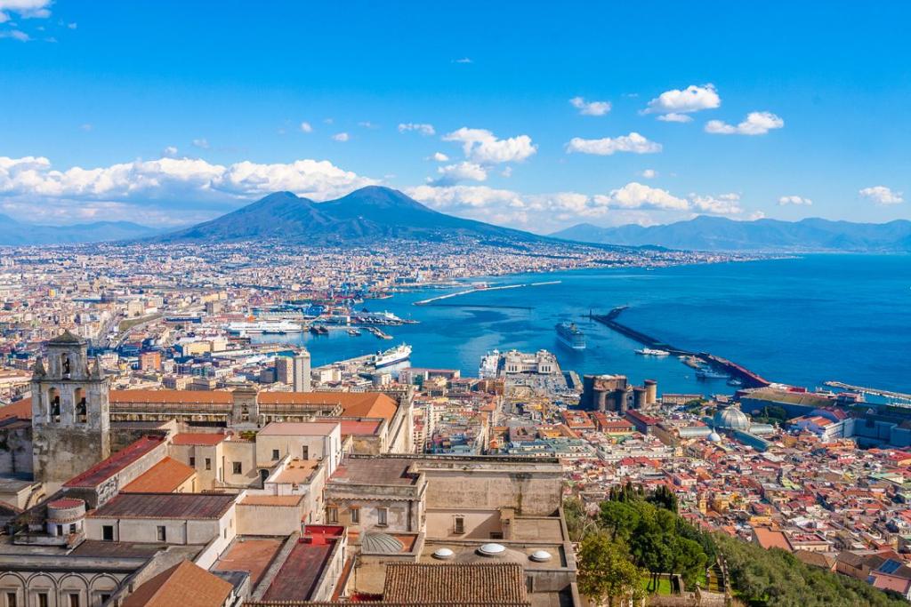 vista del golfo di Napoli e del Vesuvio