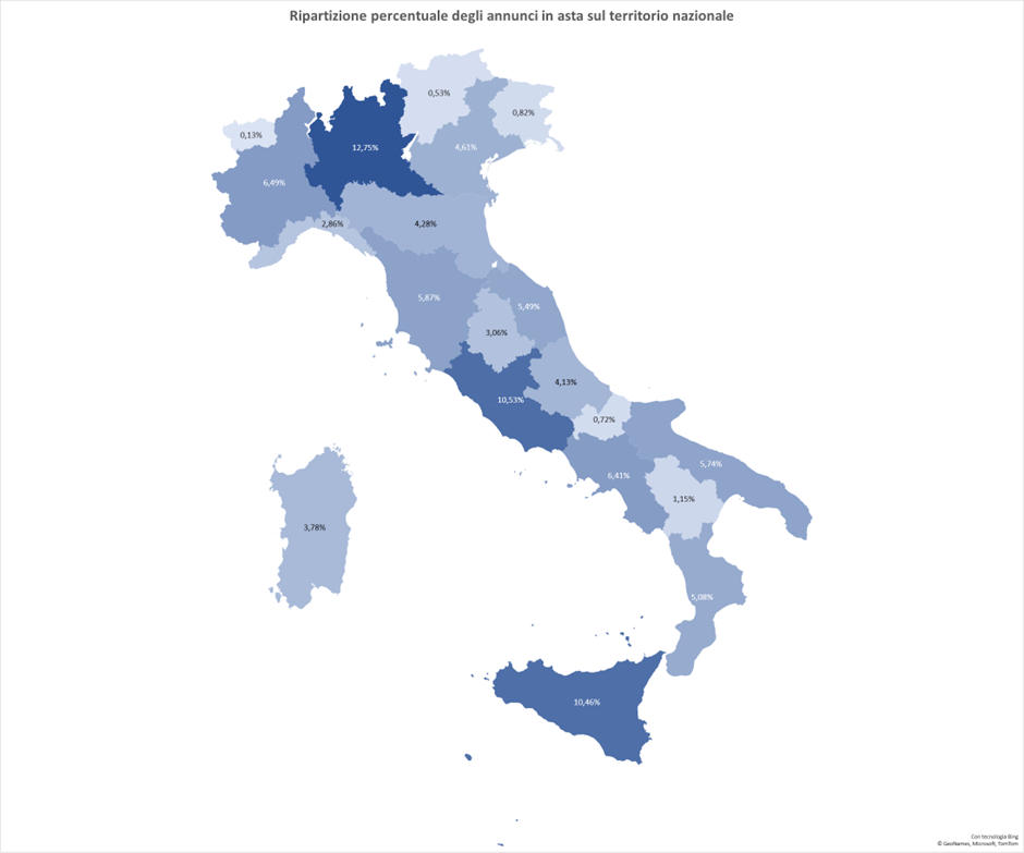Distribuzione regionale aste gennaio 2024